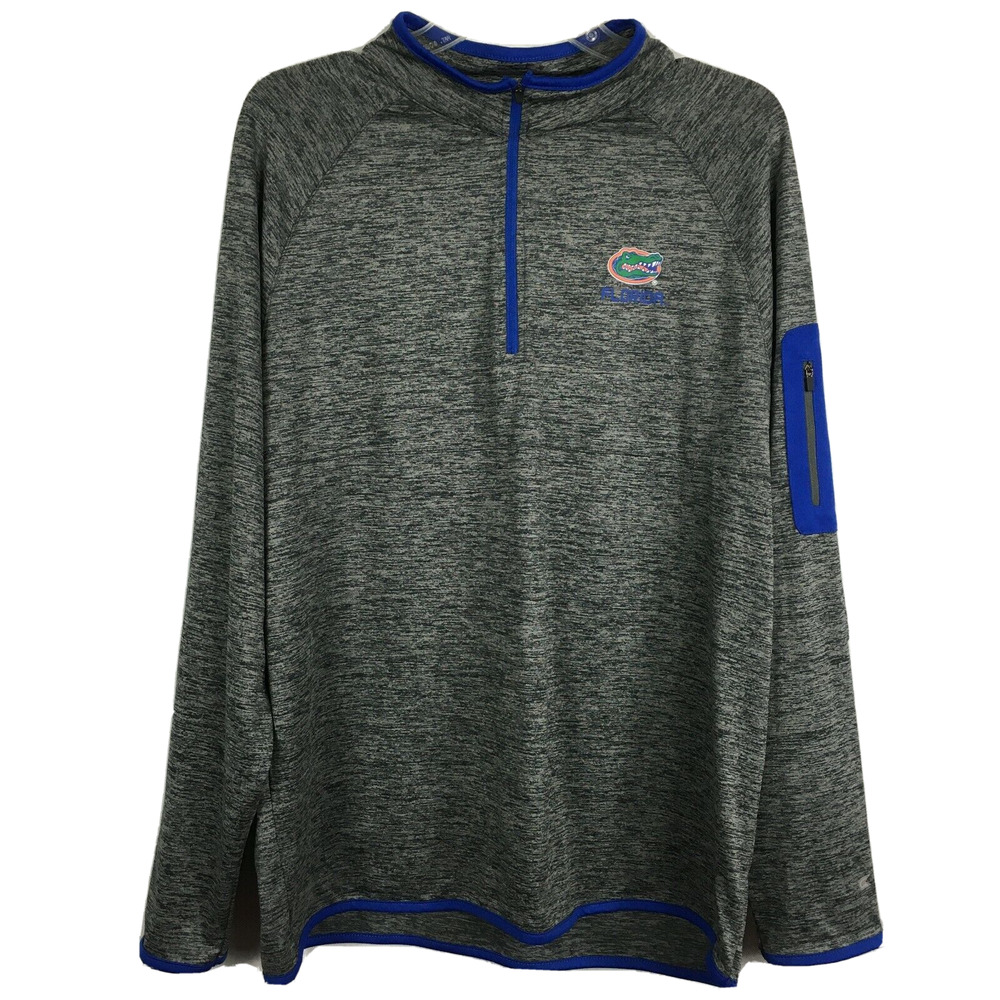 Colosseum Florida Gators Shirt Mens L Gray Football Mock Neck 1/4 Zip Athletic‎